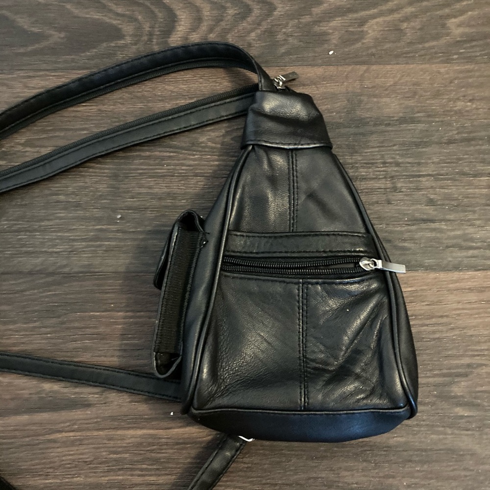 Black triangle backpack purse